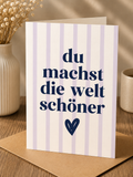 Allgemeine Saatpapierkarte - Du machst die welt schöner Lila/weiß Gestreift Herz
