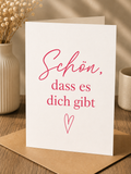 Allgemeine Saatpapierkarte - Schön dass es dich gibt schlicht Pink