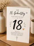 Geburtstags Saatpapierkarten - 18. Geburtstag schlicht Spruch