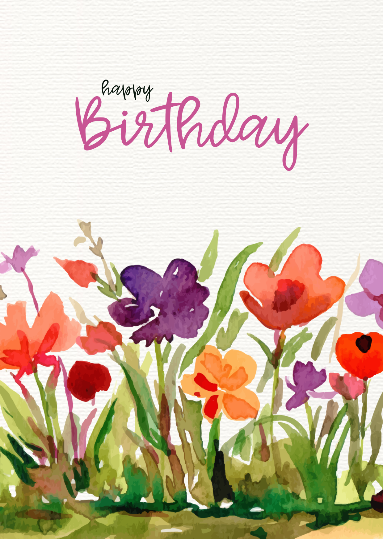 Happy Birthday - bunte Blumenwiese